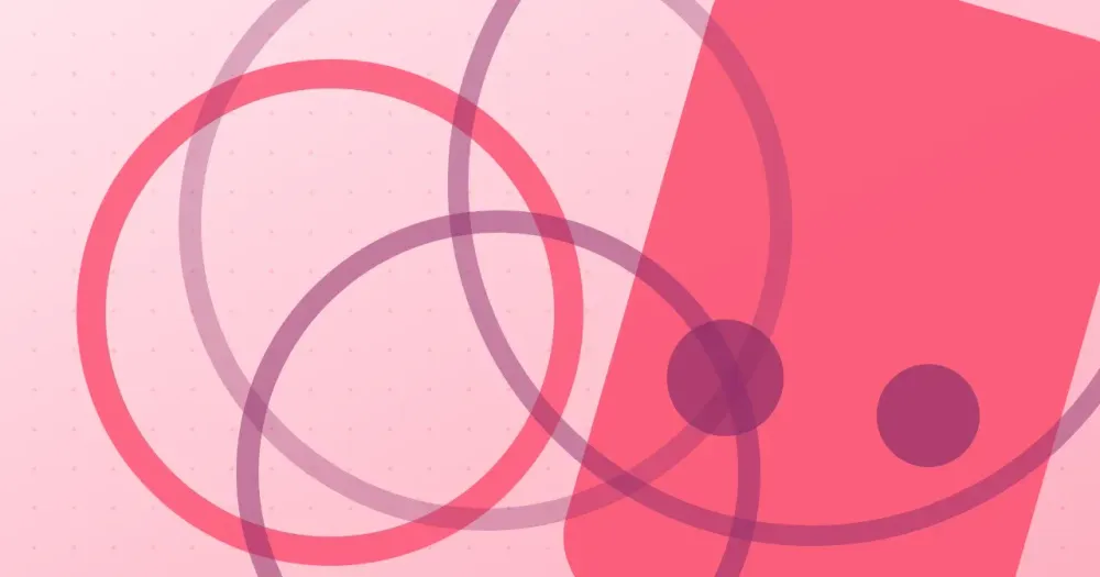 Ilustracion abstracta con arcos coral y magenta, portada del articulo sobre cuentas en revision